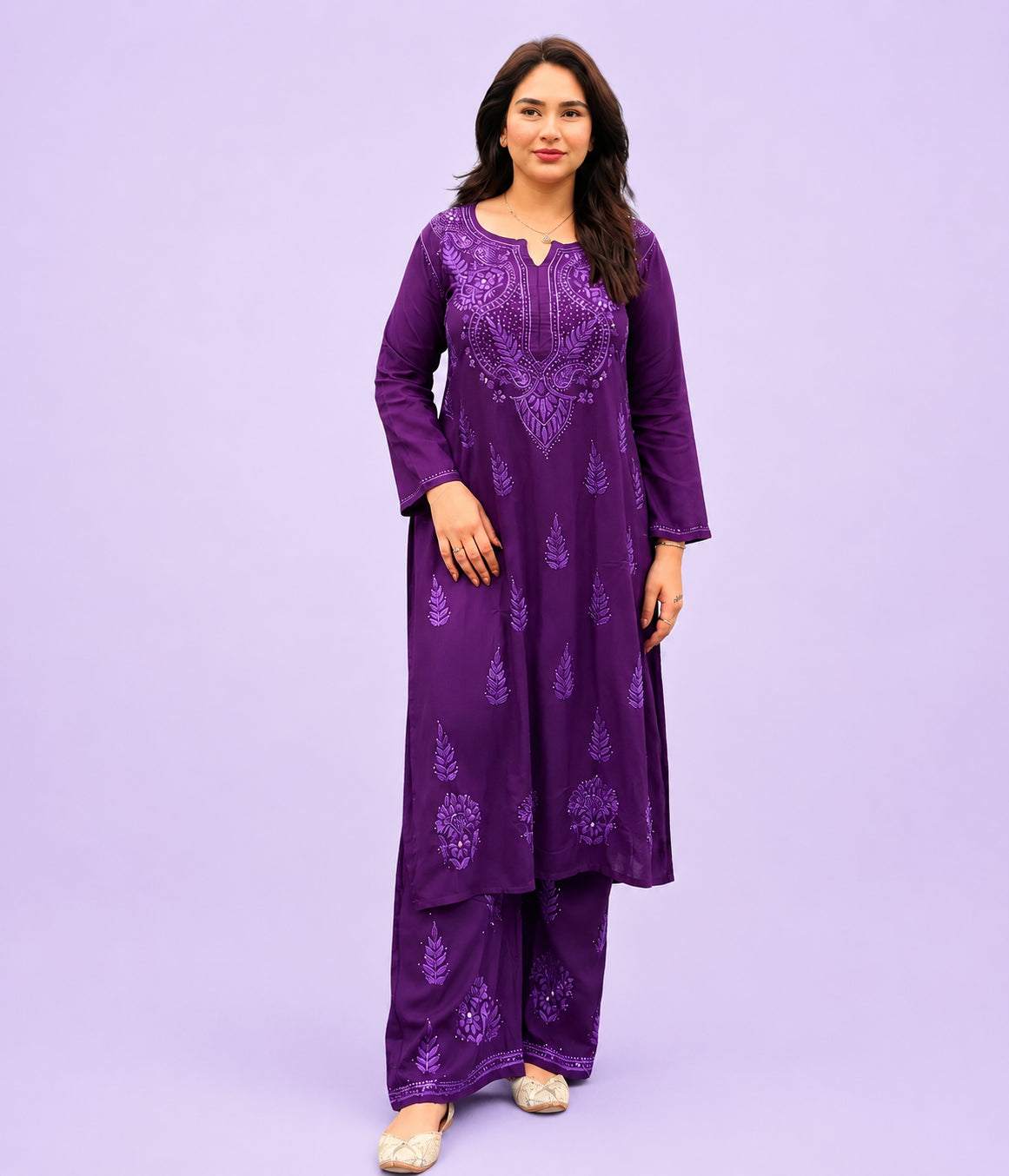 PRIYANKA  Pure Modal Chikankari kaamdani Kurta Palazzo Set