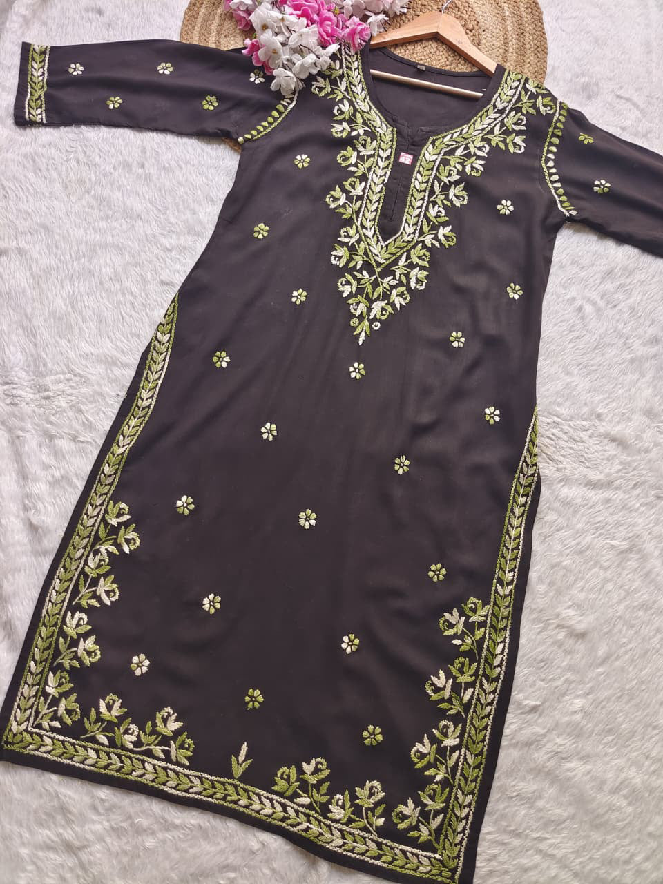 RADHYA Lucknowi Chikankari Heavy Modal Kurti