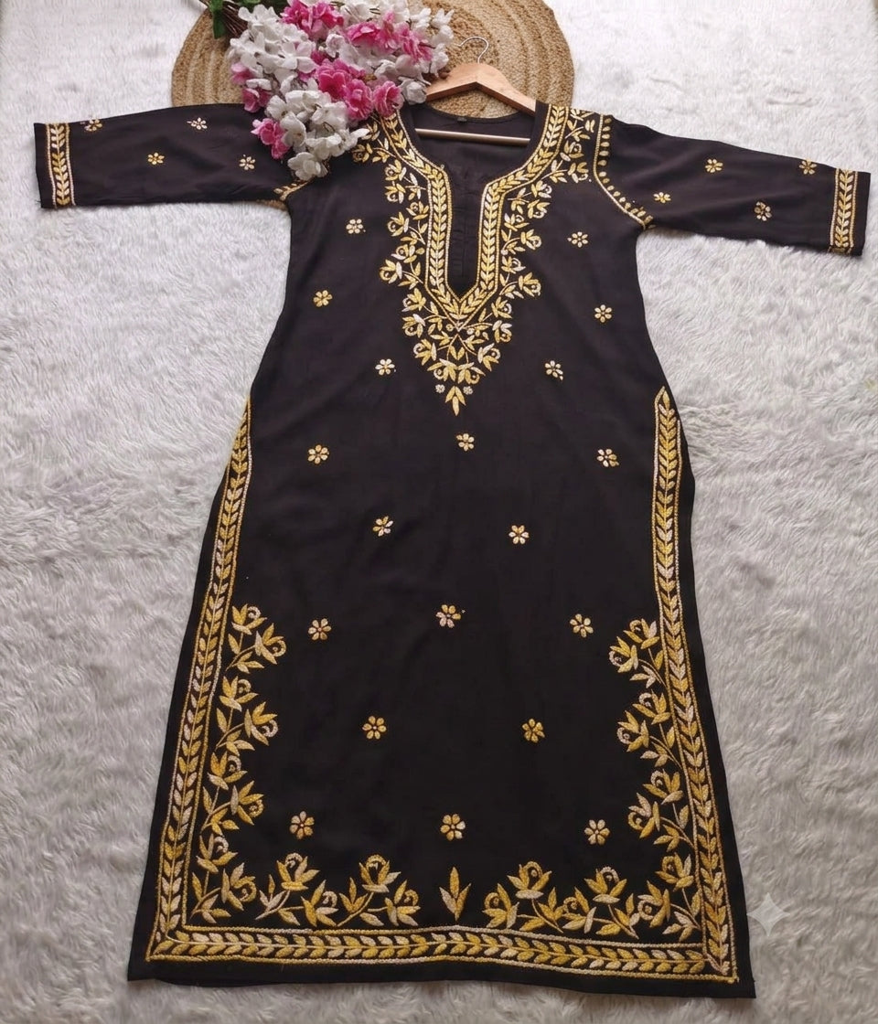 RADHYA Lucknowi Chikankari Heavy Modal Kurti