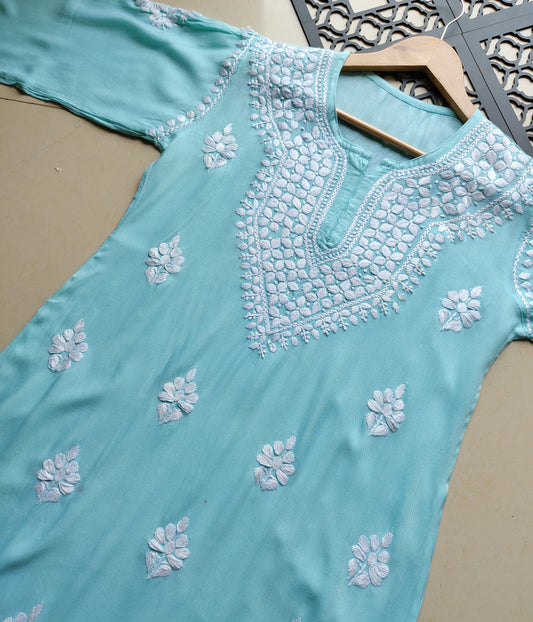 SHIVANI Blue Modal Chikankari Kurta Set -