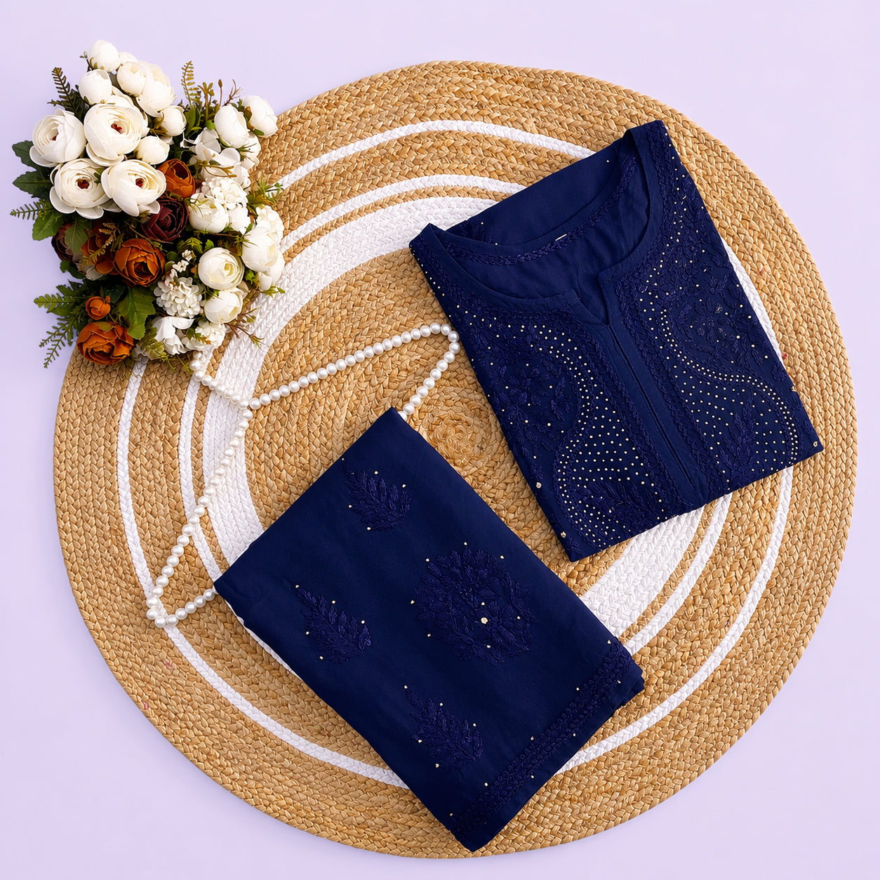 PRIYANKA  Pure Modal Chikankari kaamdani Kurta Palazzo Set