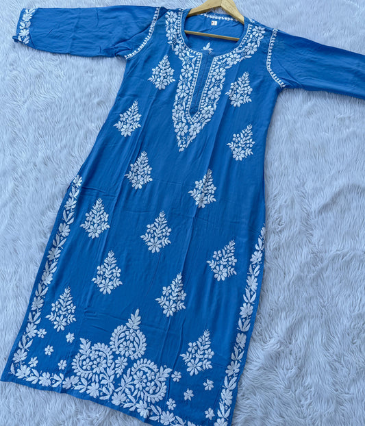 SHUBHI Blue Modal Chikankari Kurta