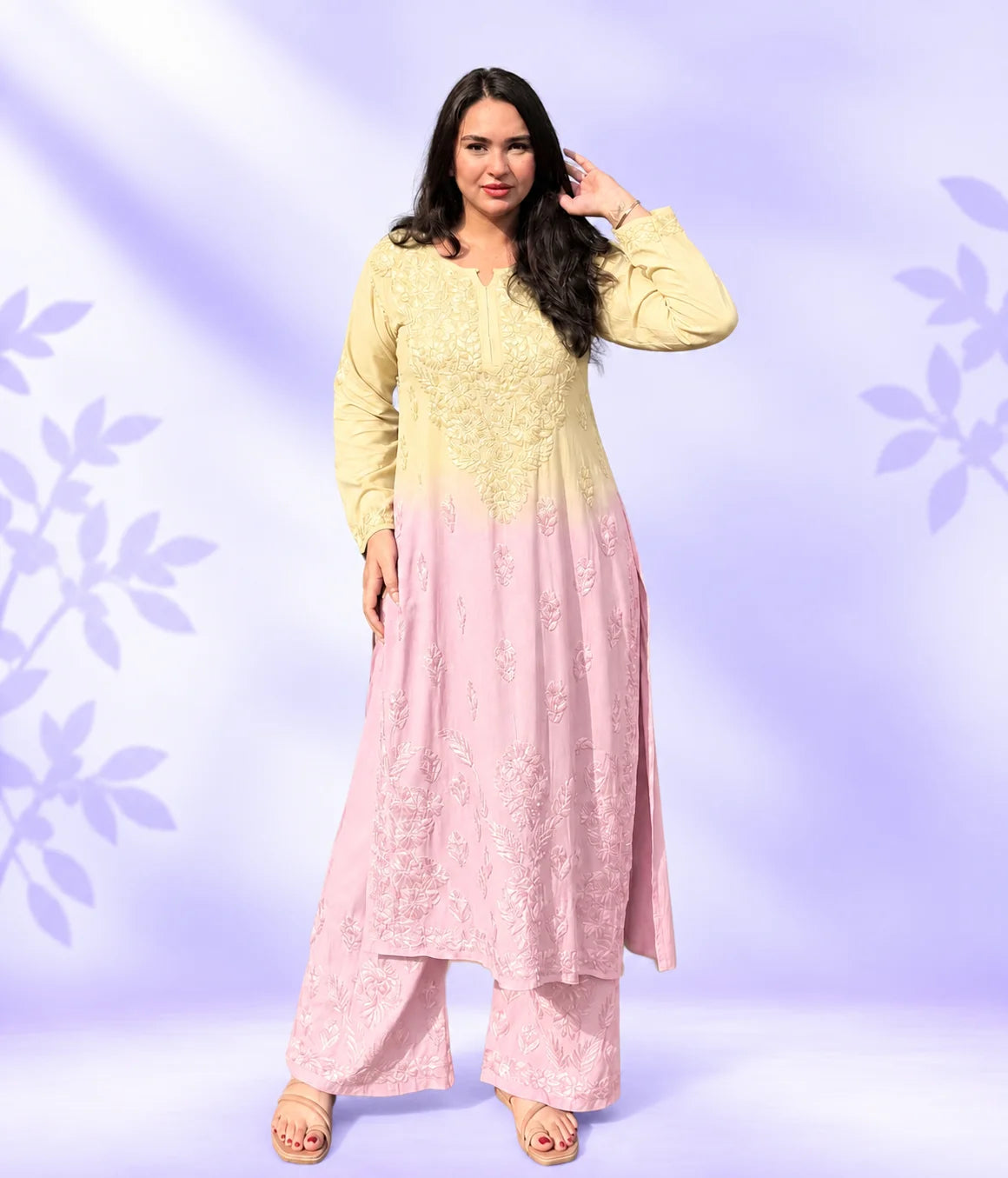Riddhi Pure Modal Chikankari Kurta Palazzo Set for Women