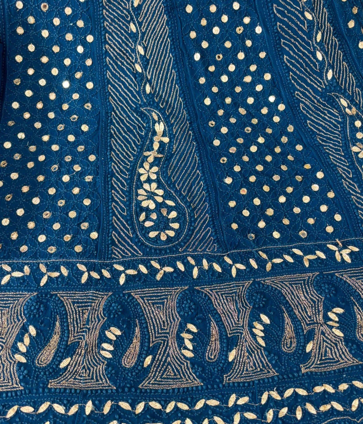 ANU Viscose Georgette Chikankari Anarkali with Dupatta – Gota Patti, Mirror & Kasab Work, Dyeable