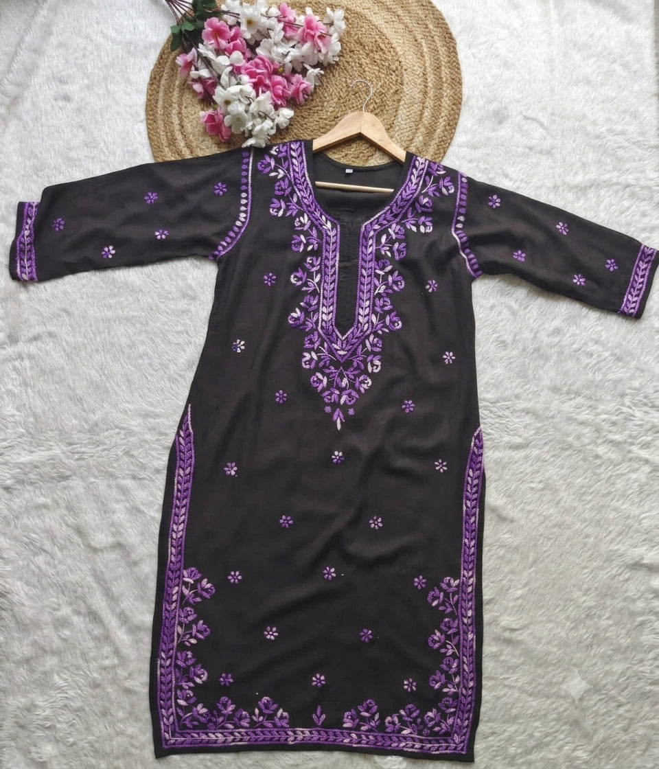 RADHYA Lucknowi Chikankari Heavy Modal Kurti