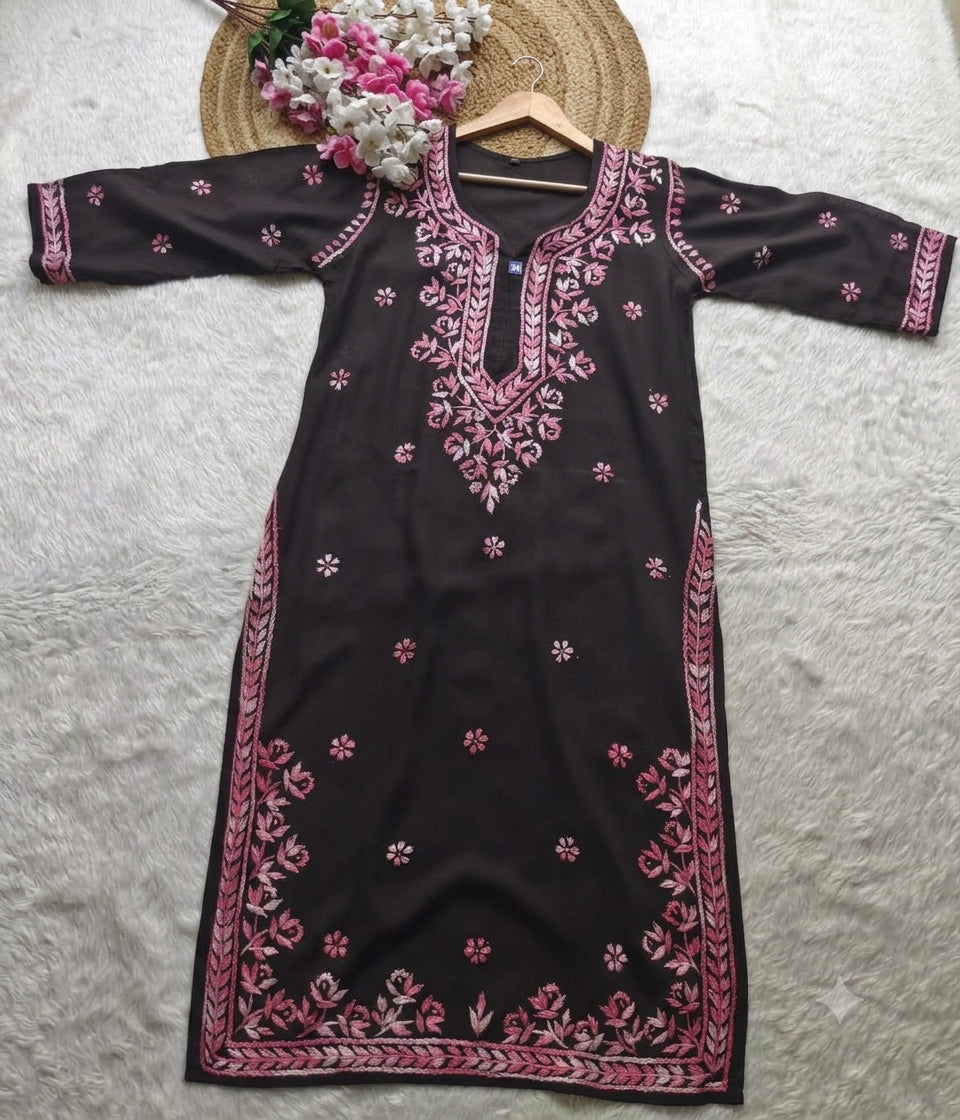 RADHYA Lucknowi Chikankari Heavy Modal Kurti