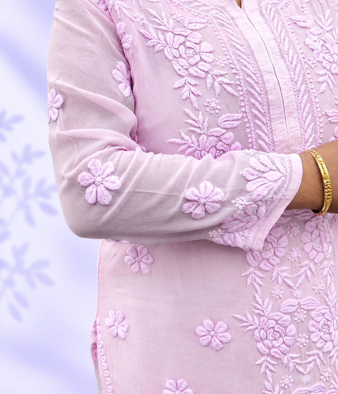 NITYA Pink Pure Viscose 3D Embossed Ombre Chikankari Kurti
