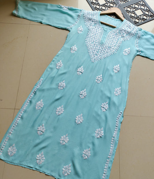 SHIVANI Blue Modal Chikankari Kurta Set -