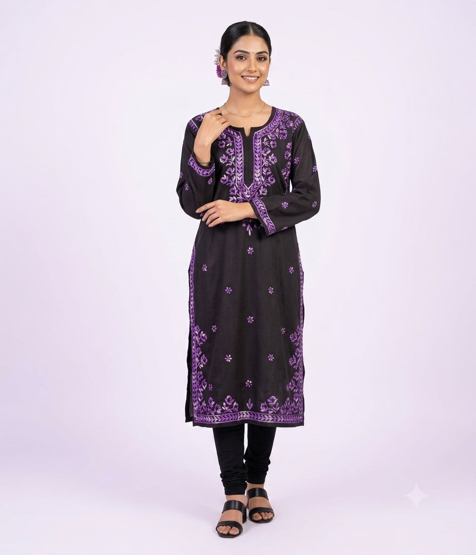 RADHYA Lucknowi Chikankari Heavy Modal Kurti