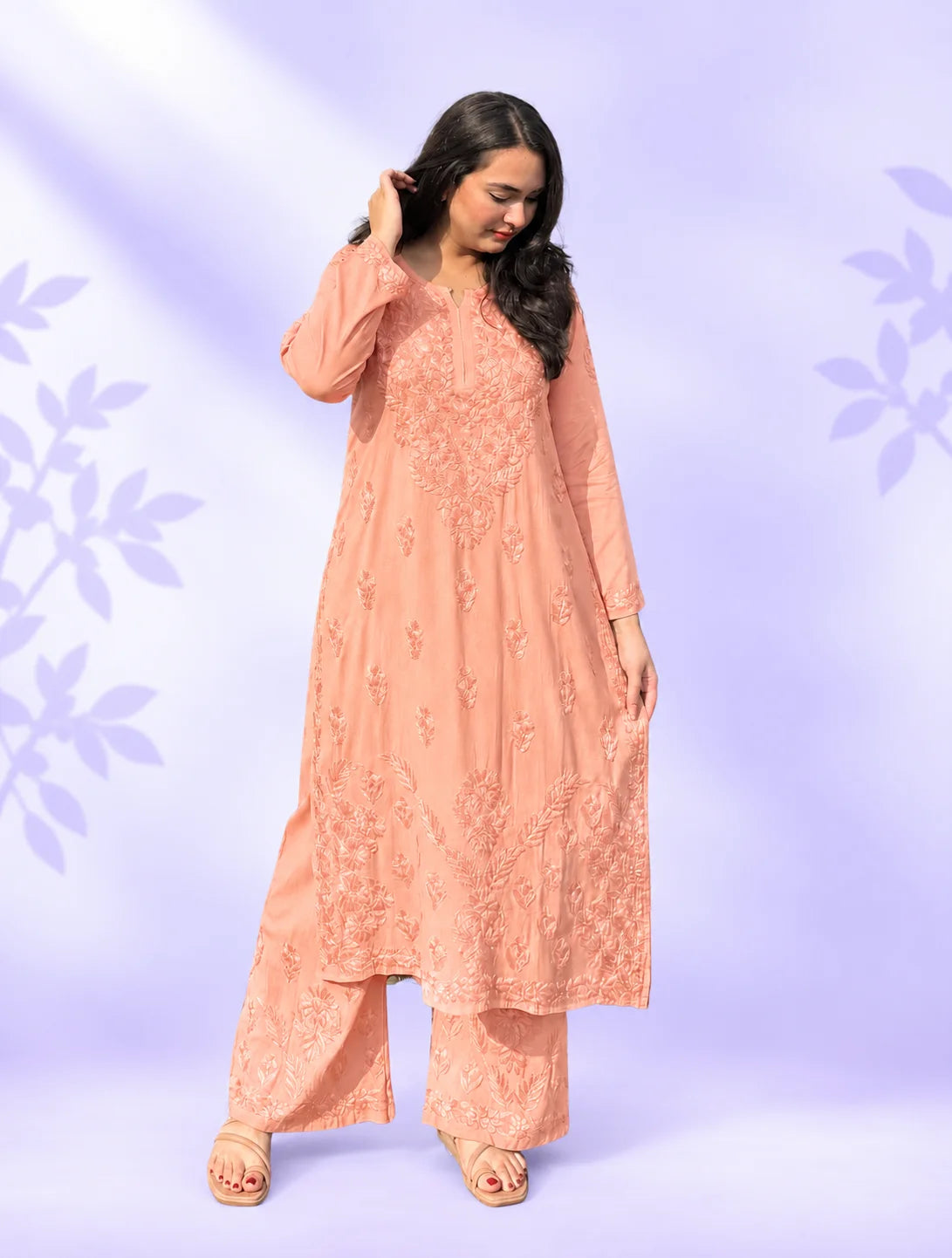Riddhi Pure Modal Chikankari Kurta Palazzo Set for Women