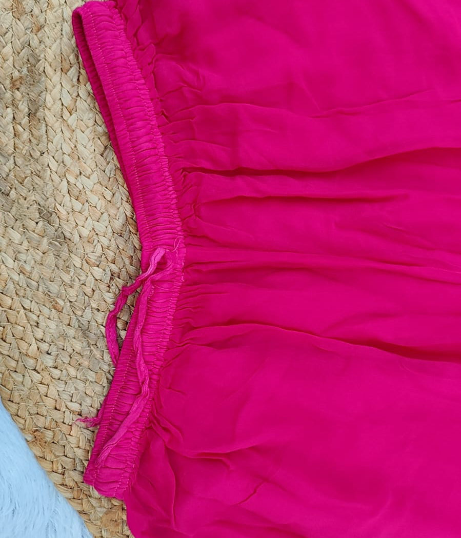 SANDHYA Fuschia Pure Viscose Chikankari Resham  Omray 4pcs Set