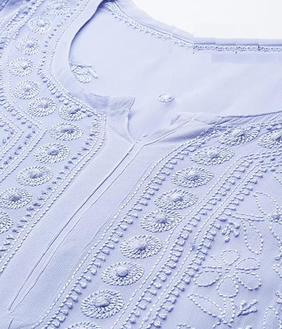 SONAM Powder Blue Pure Viscose Resham Thread Chikankari Kurti