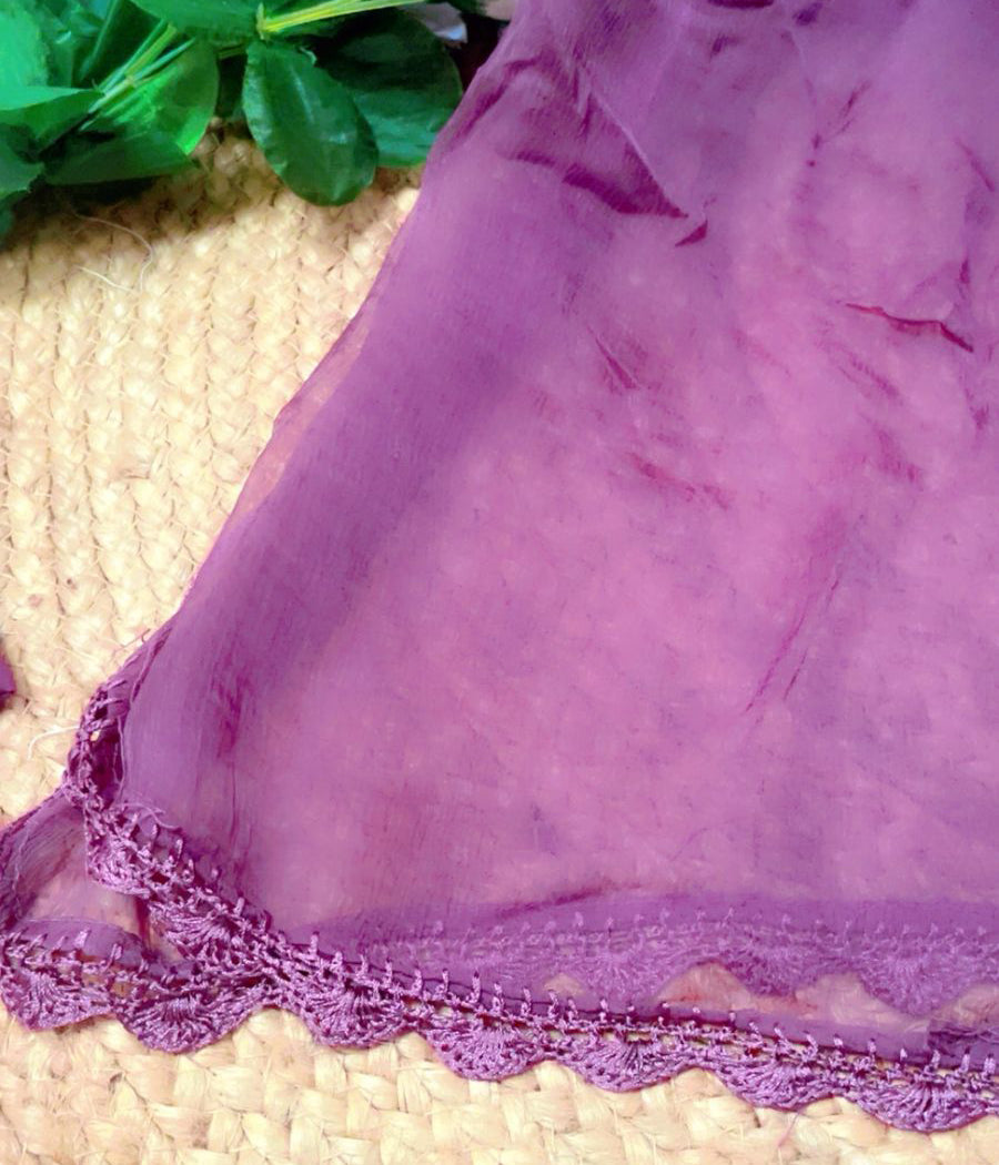 POONAM Wine Pure Viscose Chikankari Resham 4pcs Set