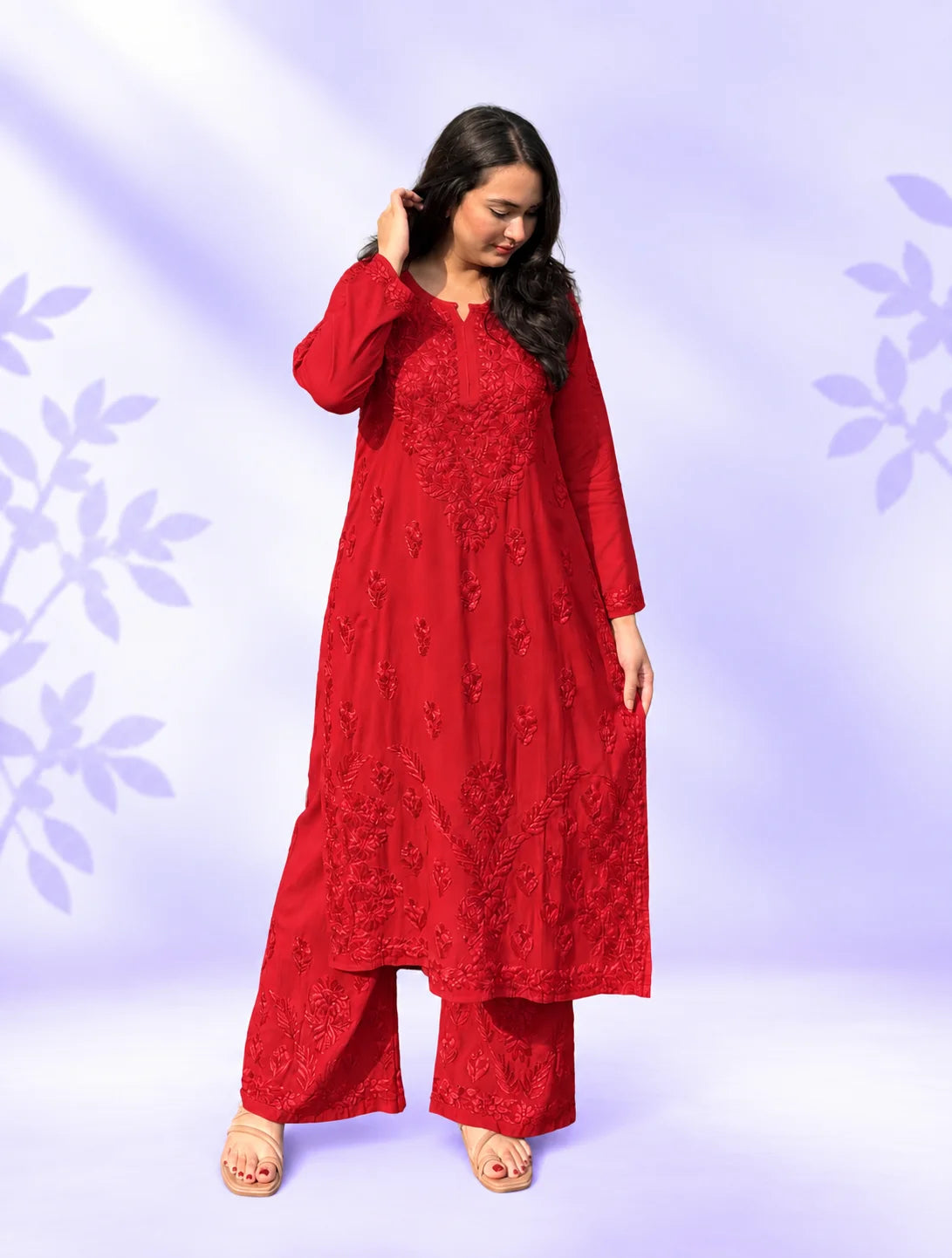 Riddhi Pure Modal Chikankari Kurta Palazzo Set for Women