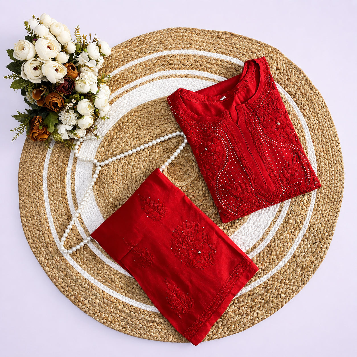 PRIYANKA  Pure Modal Chikankari kaamdani Kurta Palazzo Set