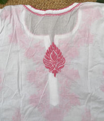 RUHANI Pink Pure Mul Cotton Chikankari Kurti and Pant Set