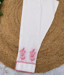 RUHANI Pink Pure Mul Cotton Chikankari Kurti and Pant Set