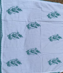 RUHANI Teal Pure Mul Cotton Chikankari Kurti and Pant Set