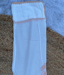 RUHANI Peach Pure Mul Cotton Chikankari Kurti and Pant Set