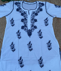 RUHANI Blue Pure Mul Cotton Chikankari Kurti and Pant Set