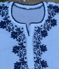RUHANI Blue Pure Mul Cotton Chikankari Kurti and Pant Set