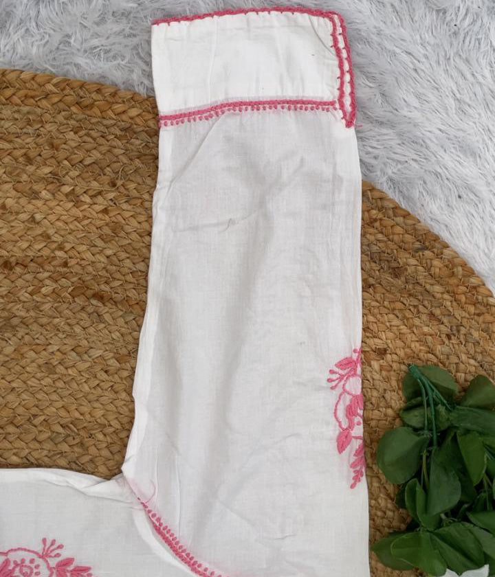 RUHANI Pink Pure Mul Cotton Chikankari Kurti and Pant Set