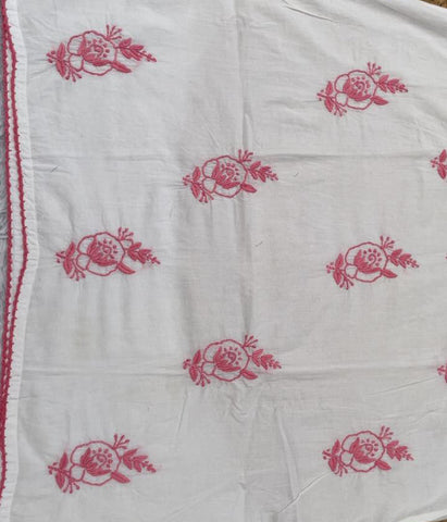 RUHANI Pink Pure Mul Cotton Chikankari Kurti and Pant Set