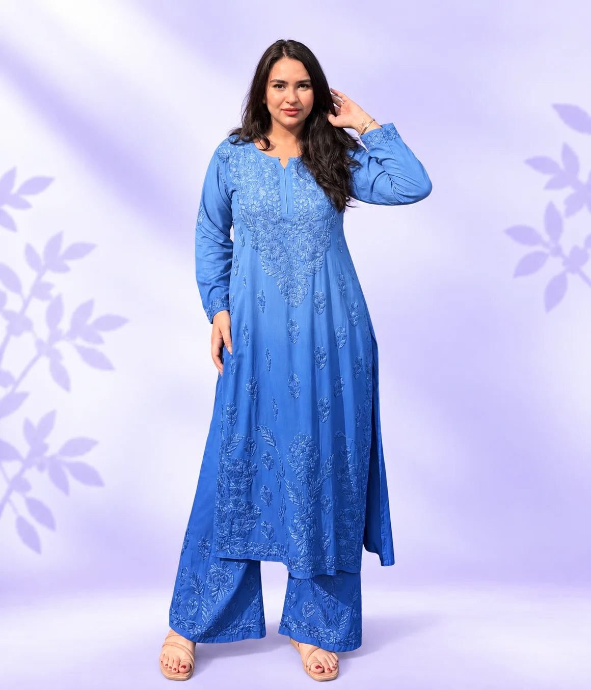 Riddhi Pure Modal Chikankari Kurta Palazzo Set for Women