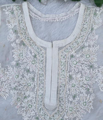 AMBA White Organza Chikankari Kurti-Elegant Lucknowi Chikankari for Women