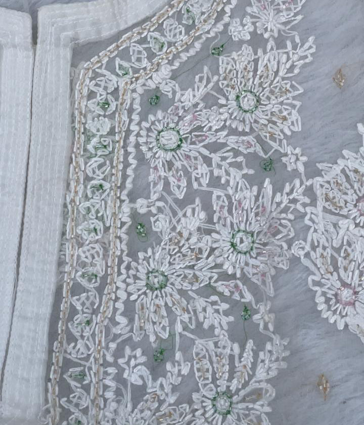 AMBA White Organza Chikankari Kurta for Woman