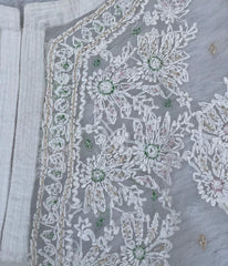 AMBA White Organza Chikankari Kurti-Elegant Lucknowi Chikankari for Women