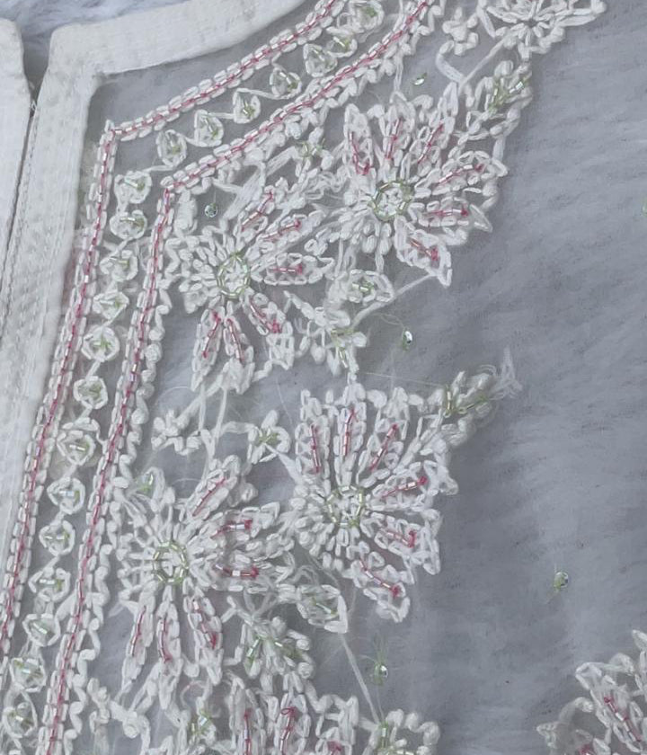 AMBA White Organza Chikankari Kurta for Women