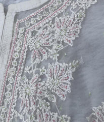 AMBA White Organza Chikankari Kurti-Elegant Lucknowi Chikankari for Women