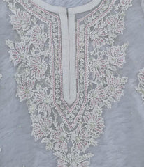 AMBA White Organza Chikankari Kurti-Elegant Lucknowi Chikankari for Women