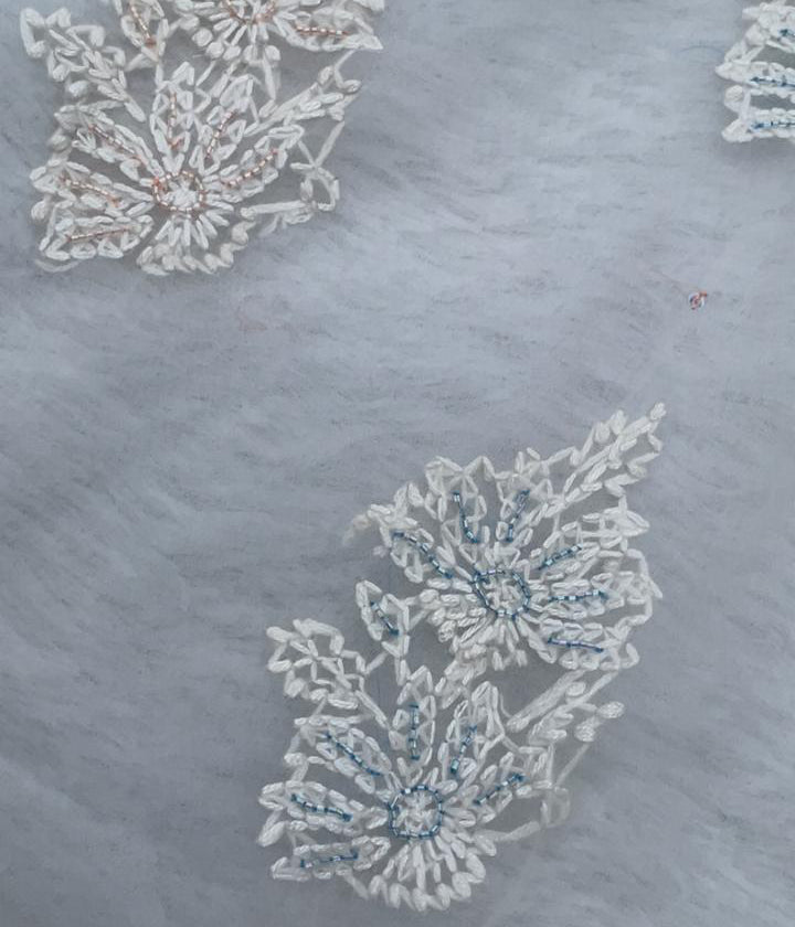 AMBA White Organza Chikankari Kurta for Women