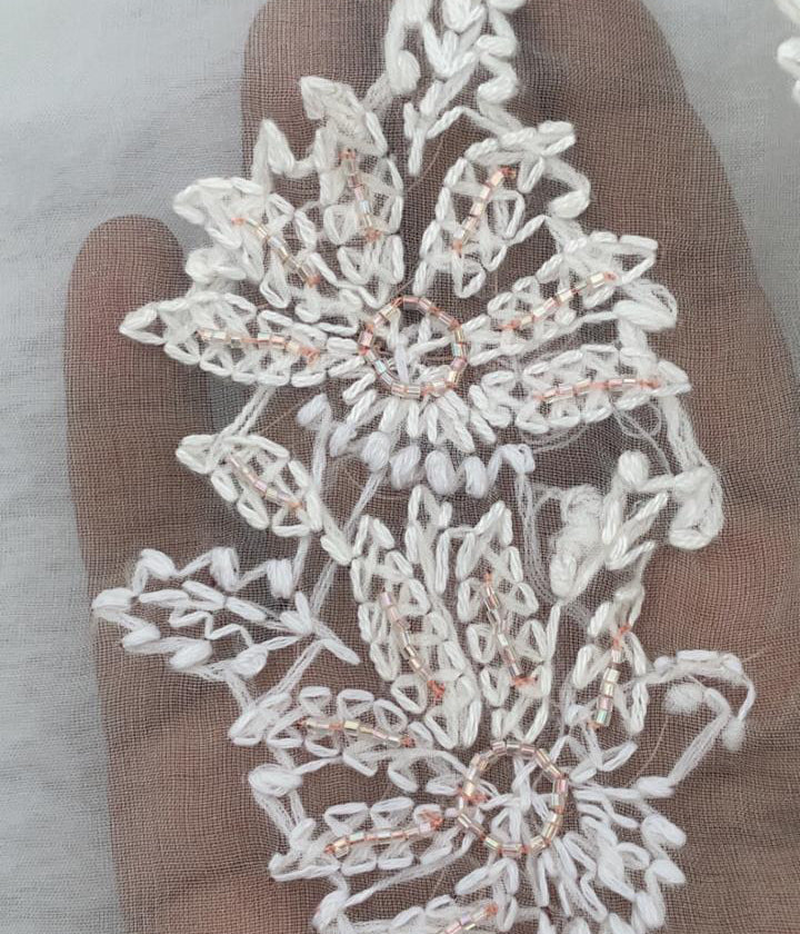 AMBA White Organza Chikankari Kurta for Women