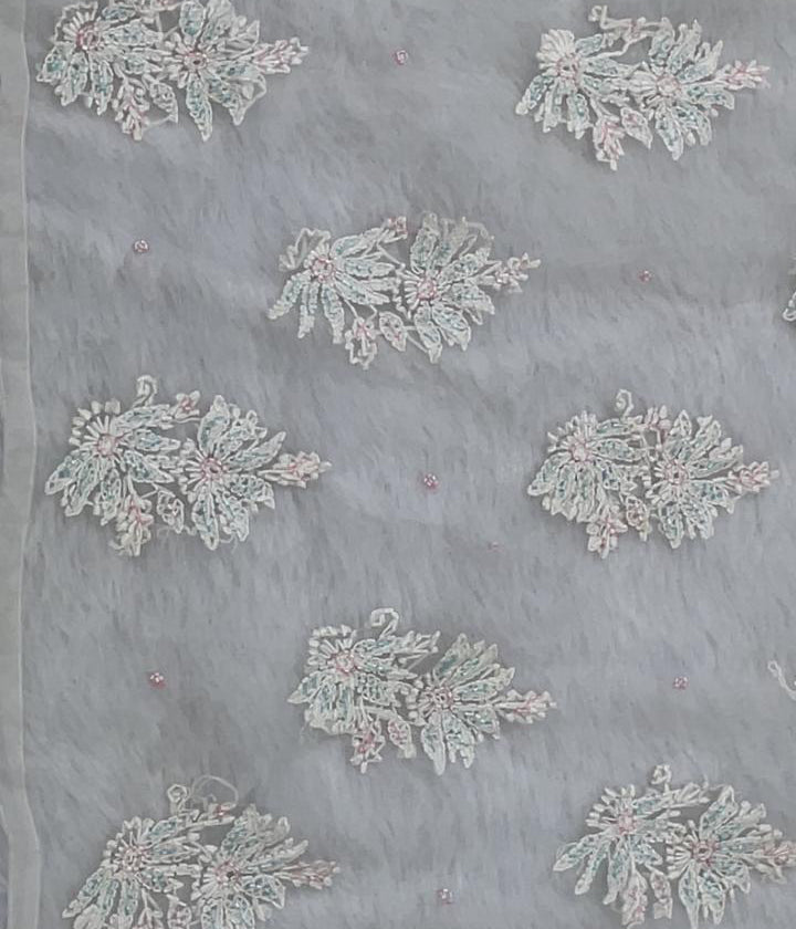 AMBA White Organza Chikankari Kurta for Women