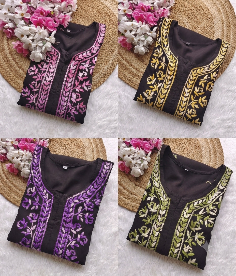RADHYA Lucknowi Chikankari Heavy Modal Kurti