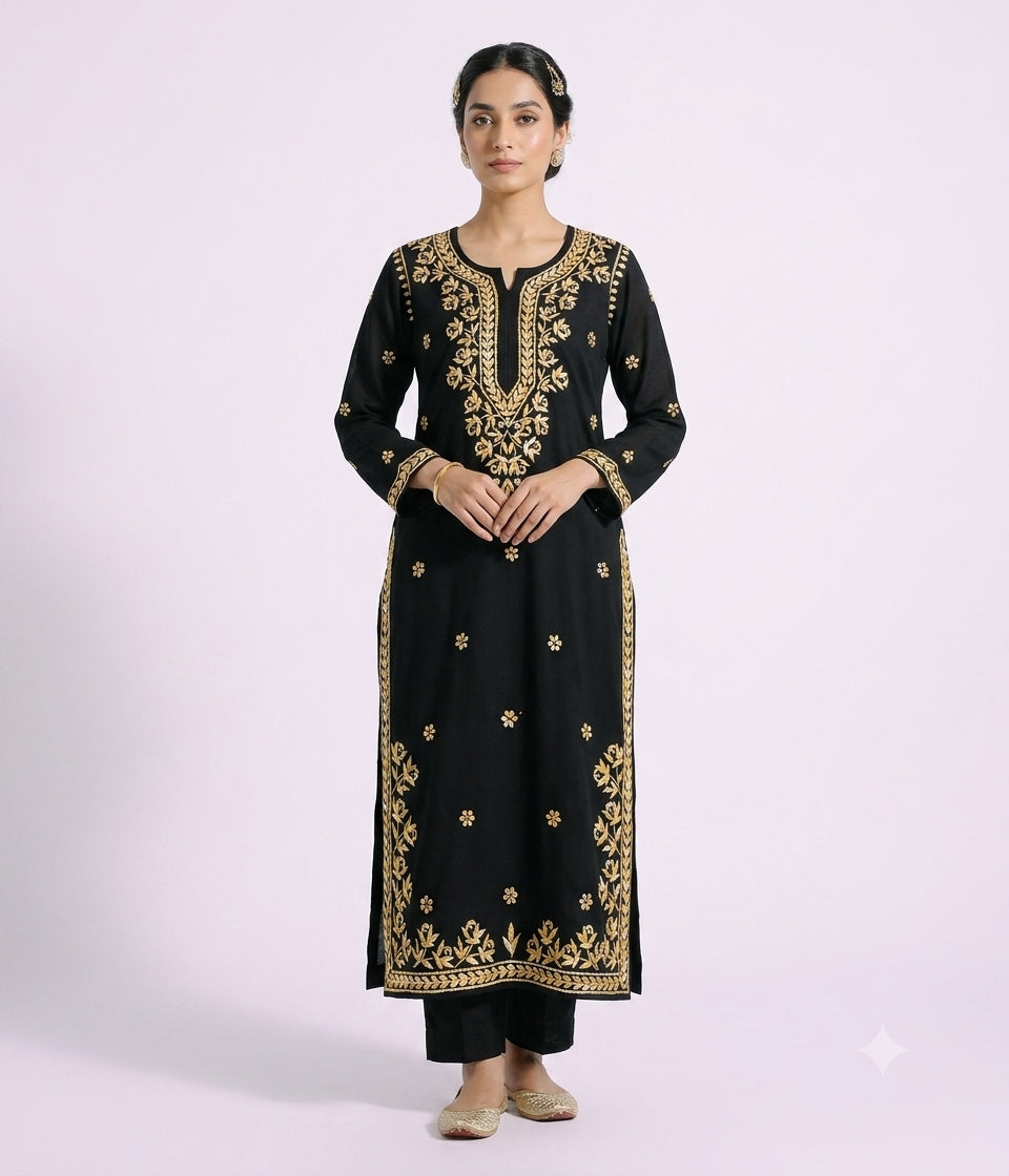 RADHYA Lucknowi Chikankari Heavy Modal Kurti