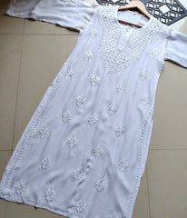 SHIVANI White Modal Chikankari Kurti Set - Timeless Lucknowi Chikankari for Women