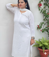 YATI White Pure Viscose Chikankari 3D Emboss 4pcs Set-COLOR CUSTOMIZATION