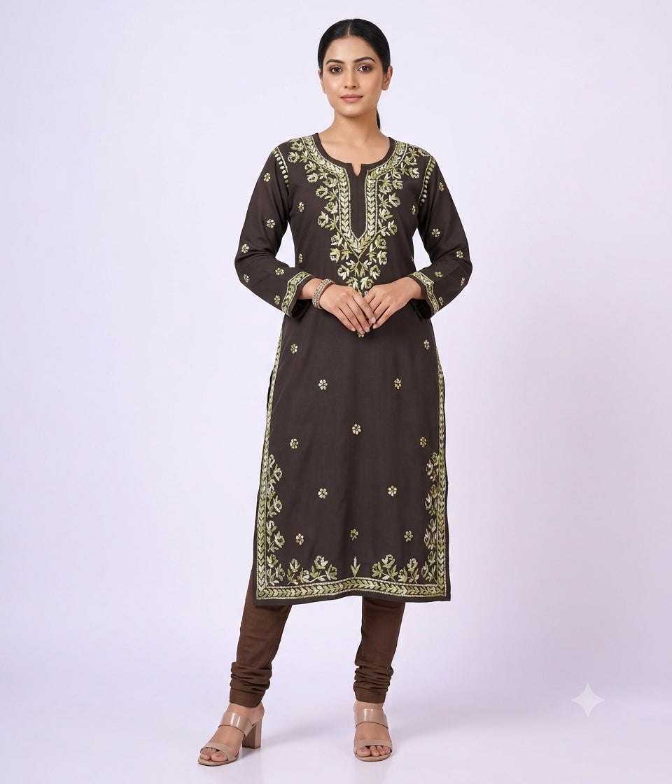 RADHYA Lucknowi Chikankari Heavy Modal Kurti