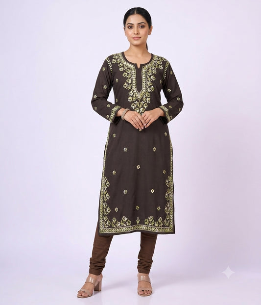 RADHYA Lucknowi Chikankari Heavy Modal Kurti